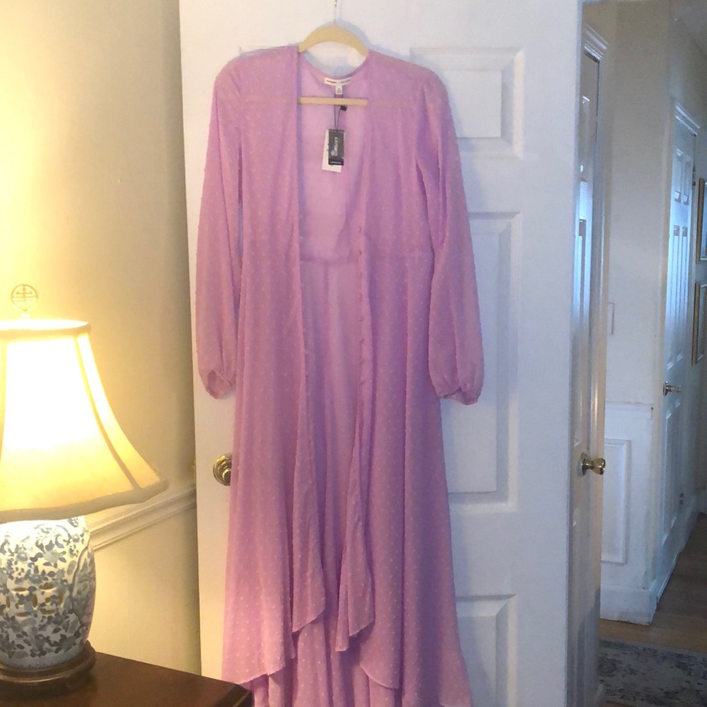 Long lavender tunic puff sleeve